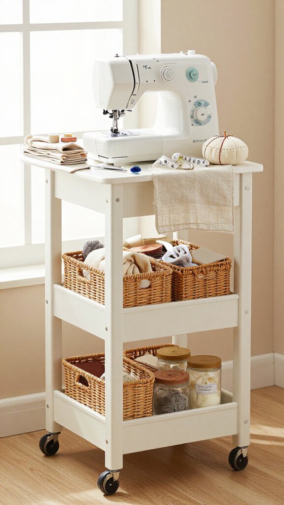 mobile sewing cart storage
