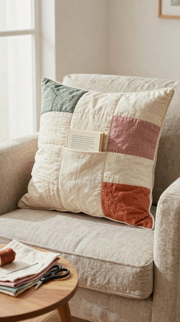 no sew patchwork reading pillow