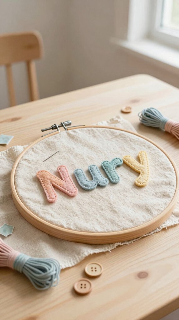 nursery name sign with fabric letters