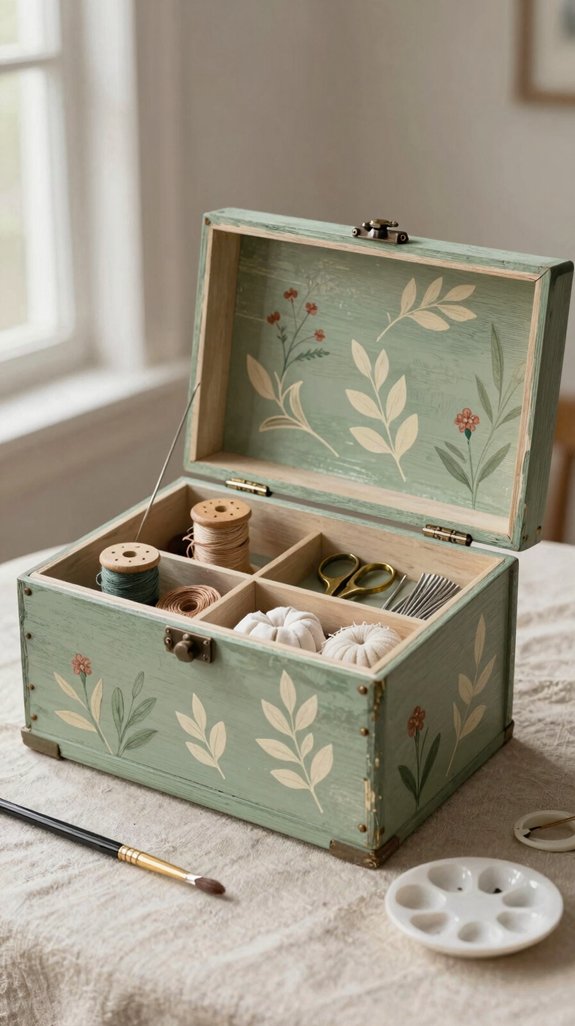 painted botanical sewing box charm