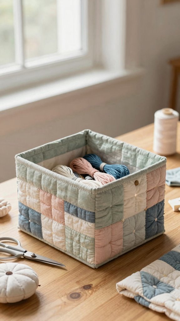patchwork fabric storage box