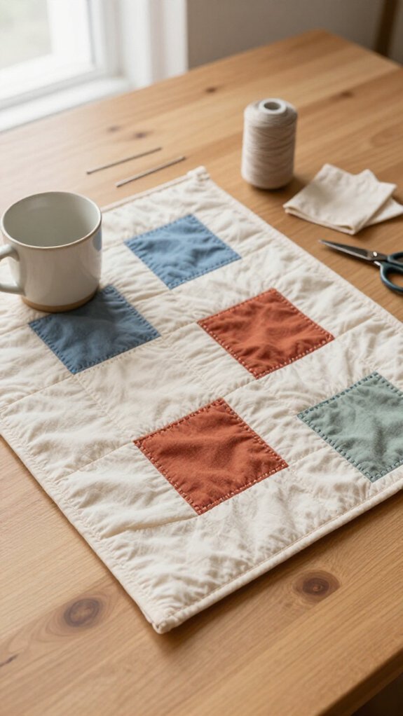 patchwork mug rug first project