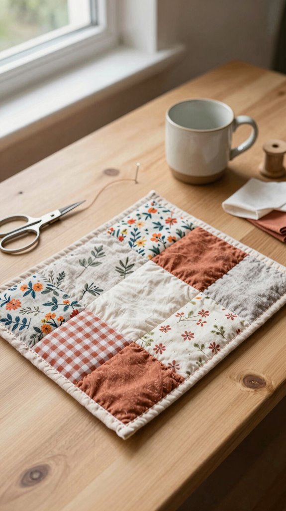 patchwork mug rug quick project