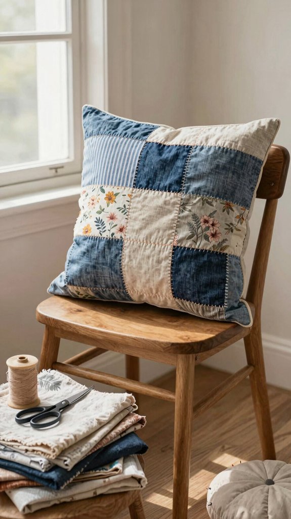 patchwork pillow cover steps