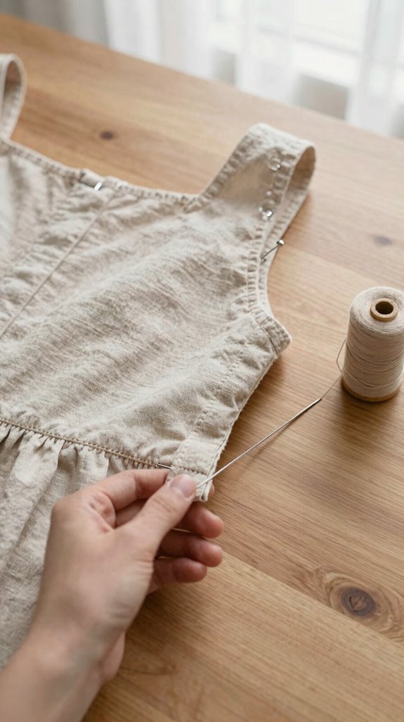 pin straps shorten evenly press