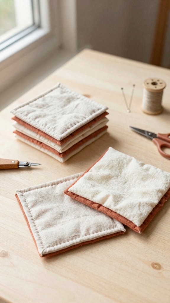 quilted fabric coaster with batting