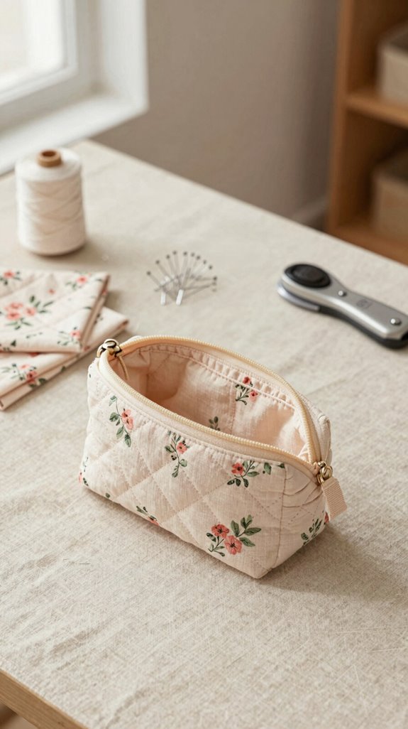 quilted padded makeup bag set