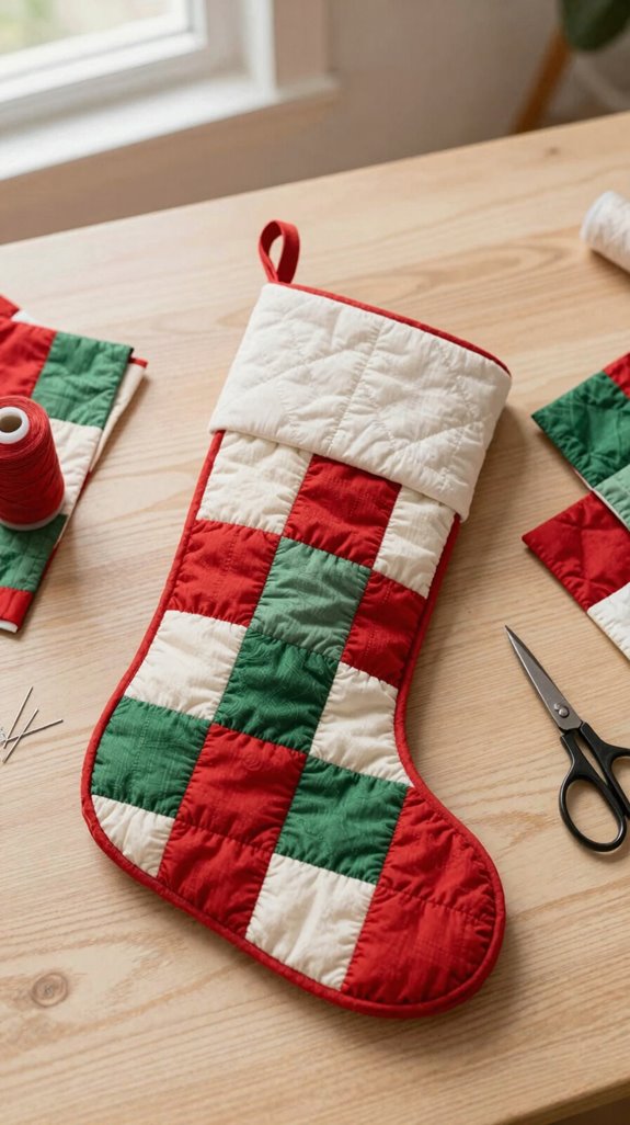 quilted stocking gift card panel