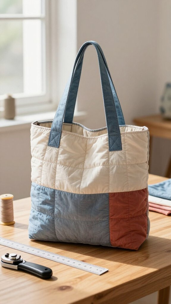 quilted tote with boxed corners