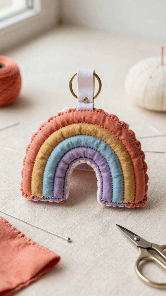 rainbow fabric strap keychain