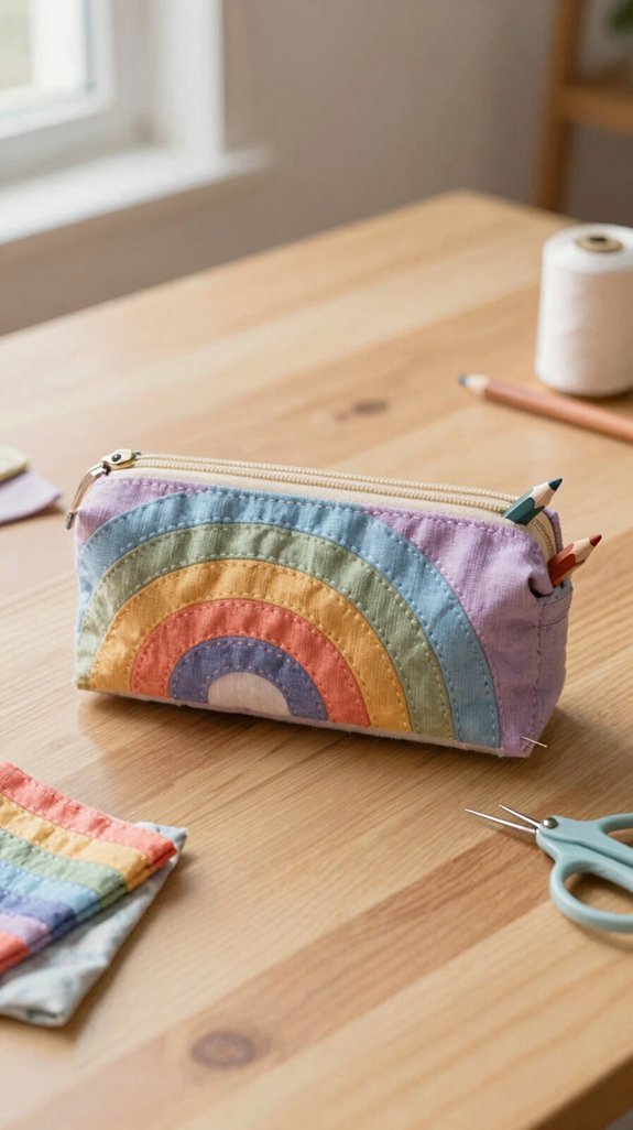 rainbow zipper pencil case