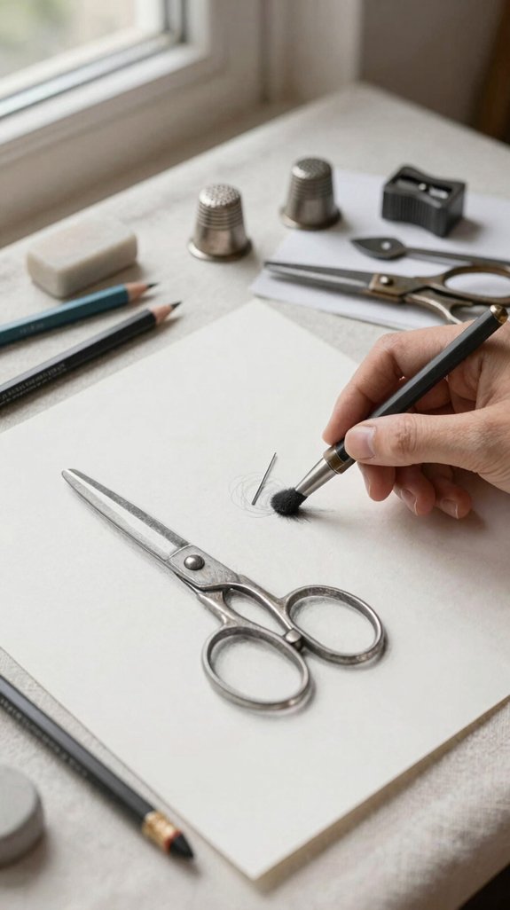 realistic metal pencil shading
