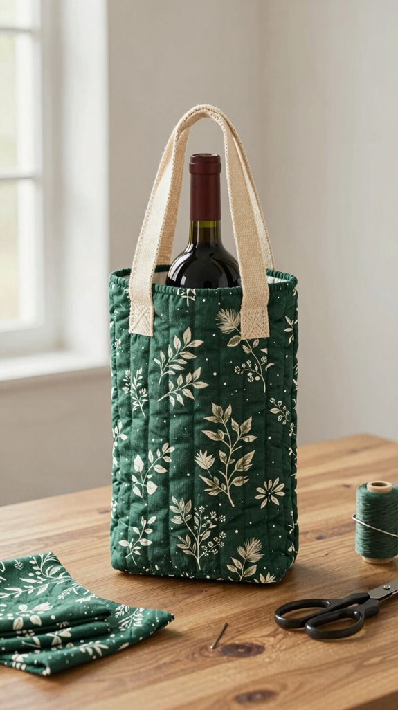reusable quilt wine bottle bag