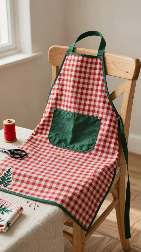 reversible christmas apron pockets