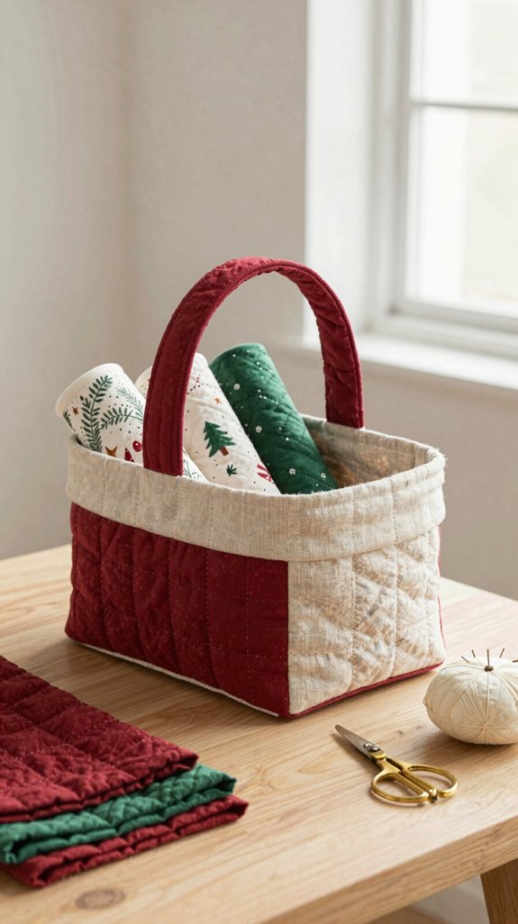 reversible fabric patchwork basket