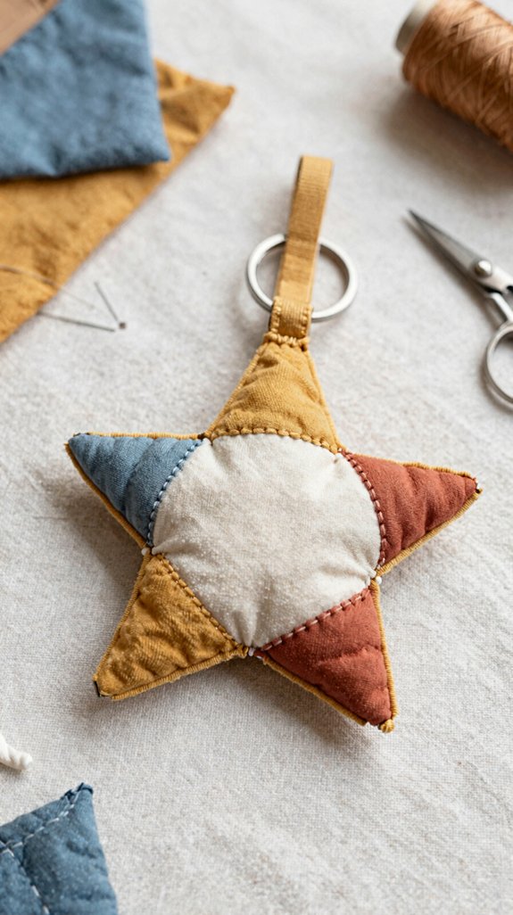 rotary cut fabric star fob