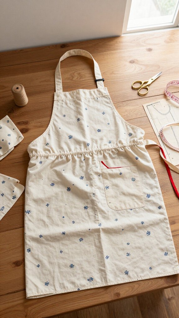 ruffled half apron with pockets