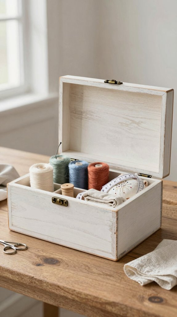 rustic diy sewing storage box
