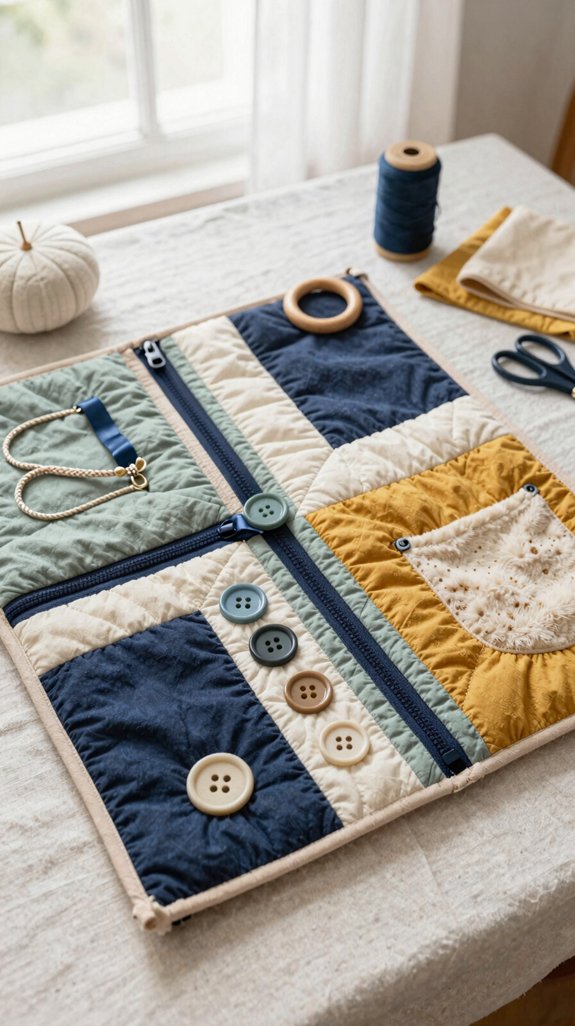 sensory stitched fidget quilt