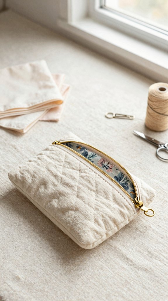sew a zipper lined pouch