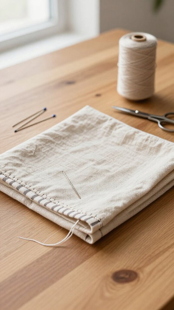 sew hanging loop for tea towel