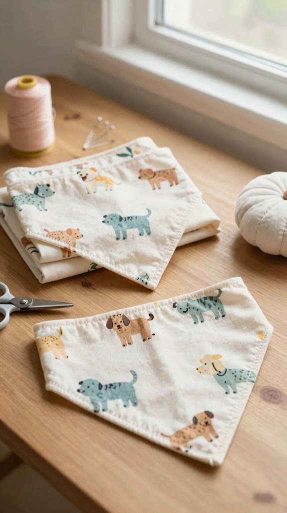 sew reversible cotton dog bandanas
