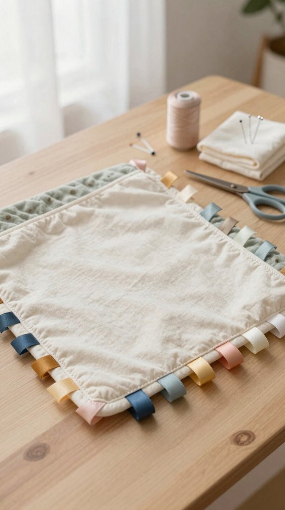 sew ribbon loop flannel sensory