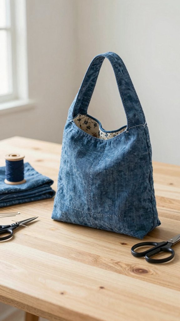 sew secured knot tote bag