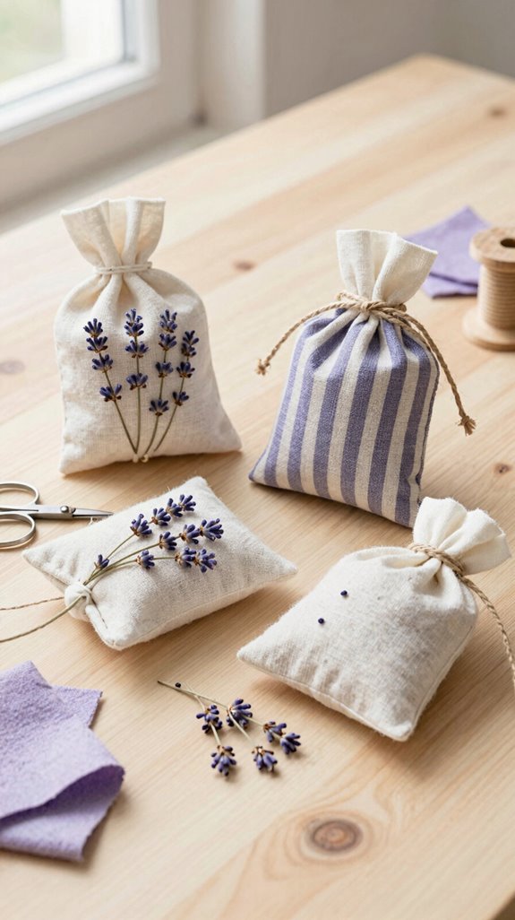 sewn dried lavender drawer sachets
