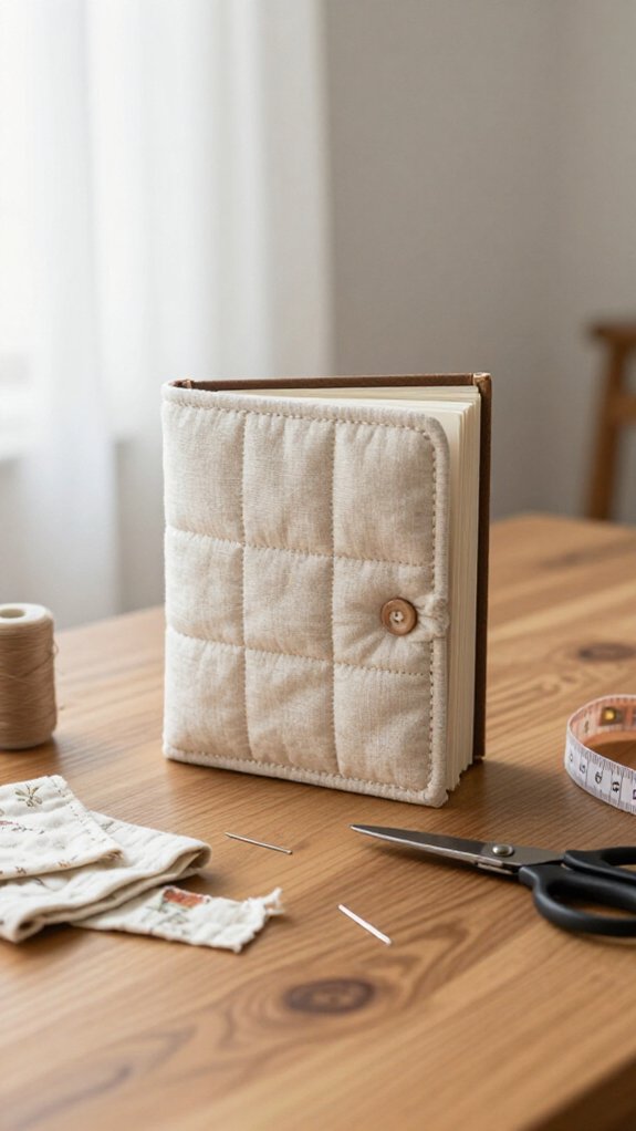 sewn fabric book sleeve with closure