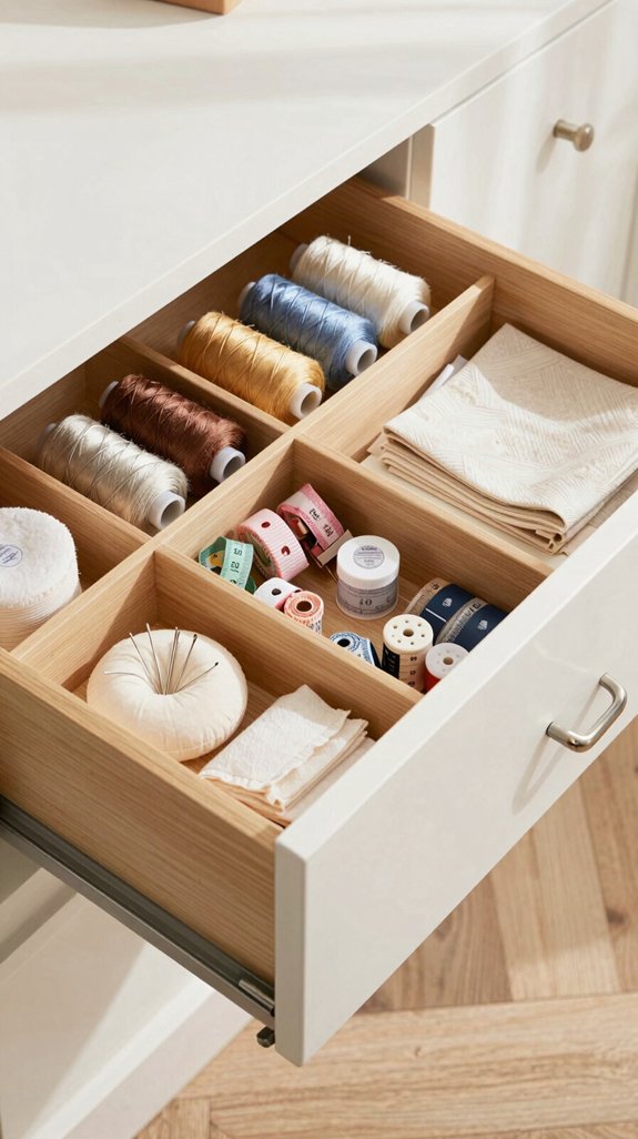 silverware bins for sewing supplies