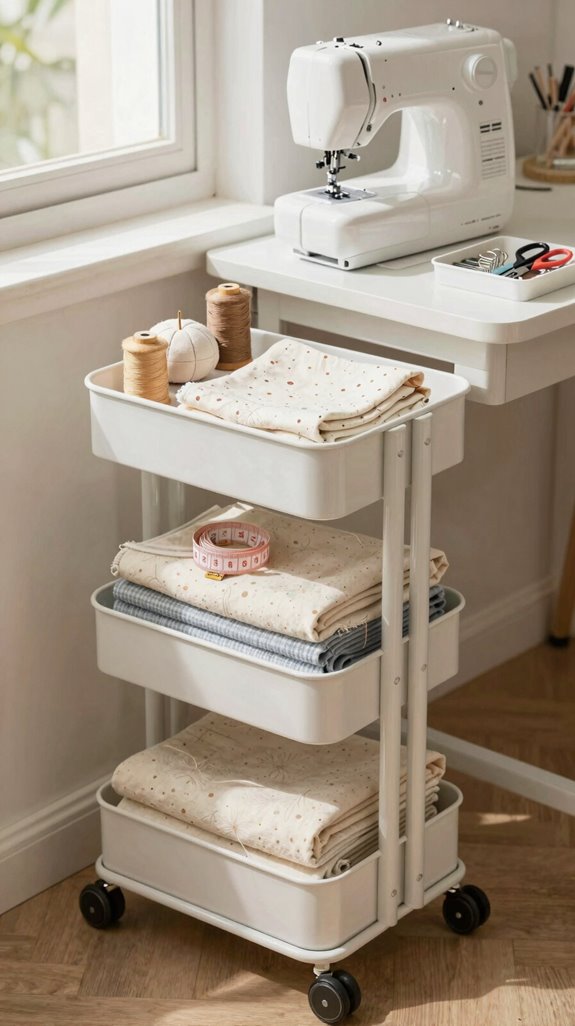 slim cart locked casters