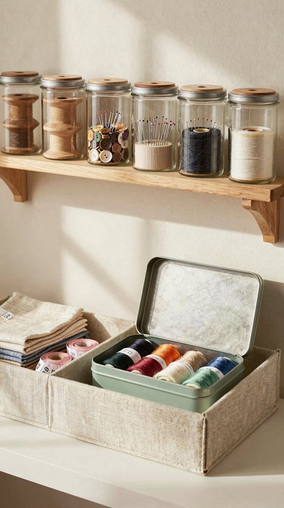 stackable bins for sewing room
