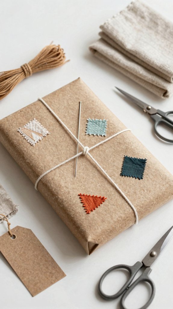 stitched handmade gift wrap