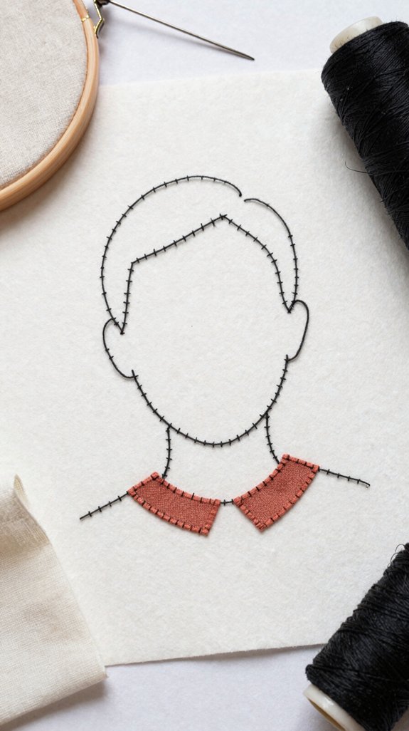 stitched minimalist line portraits
