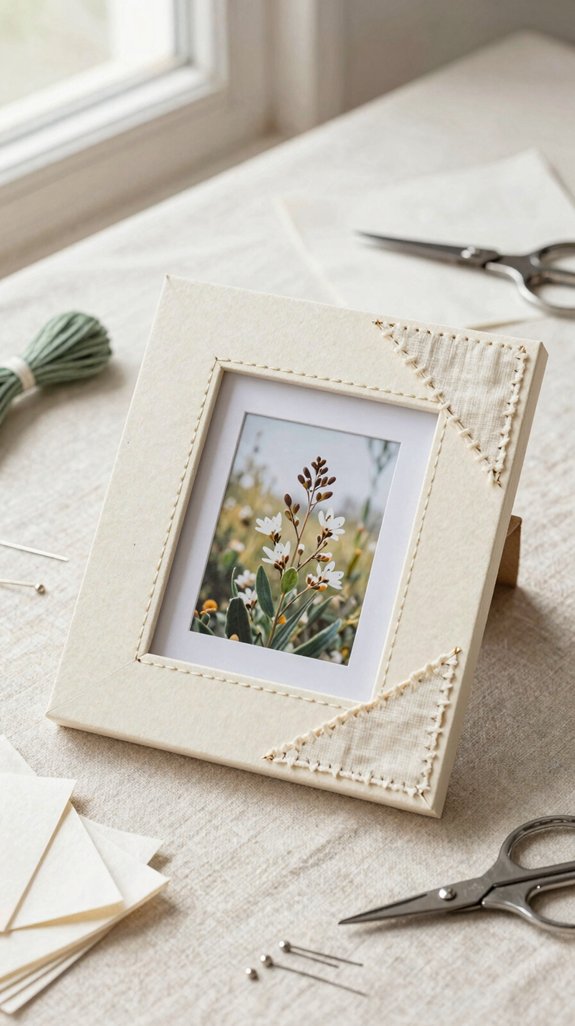stitched paper photo frame decor