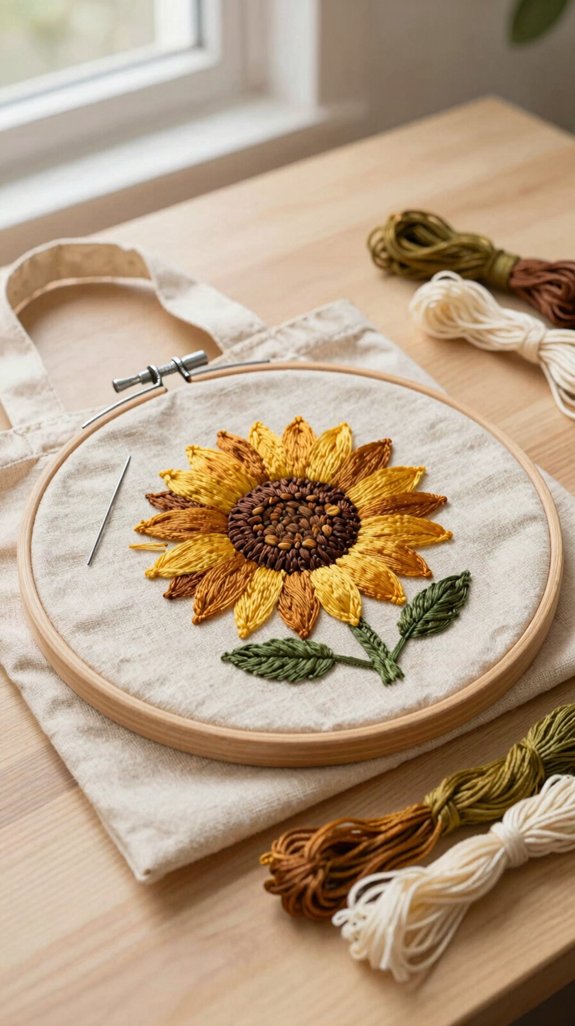 sunflower embroidery thread pop