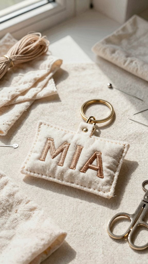 thoughtful fabric name keychain clasp