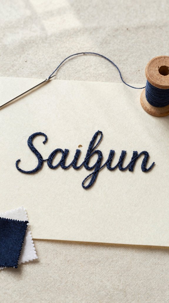 thread stitched word art