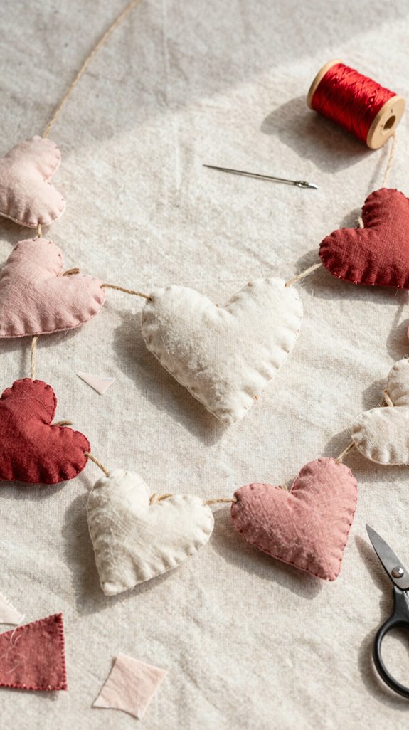 tiny fabric scraps heart garland
