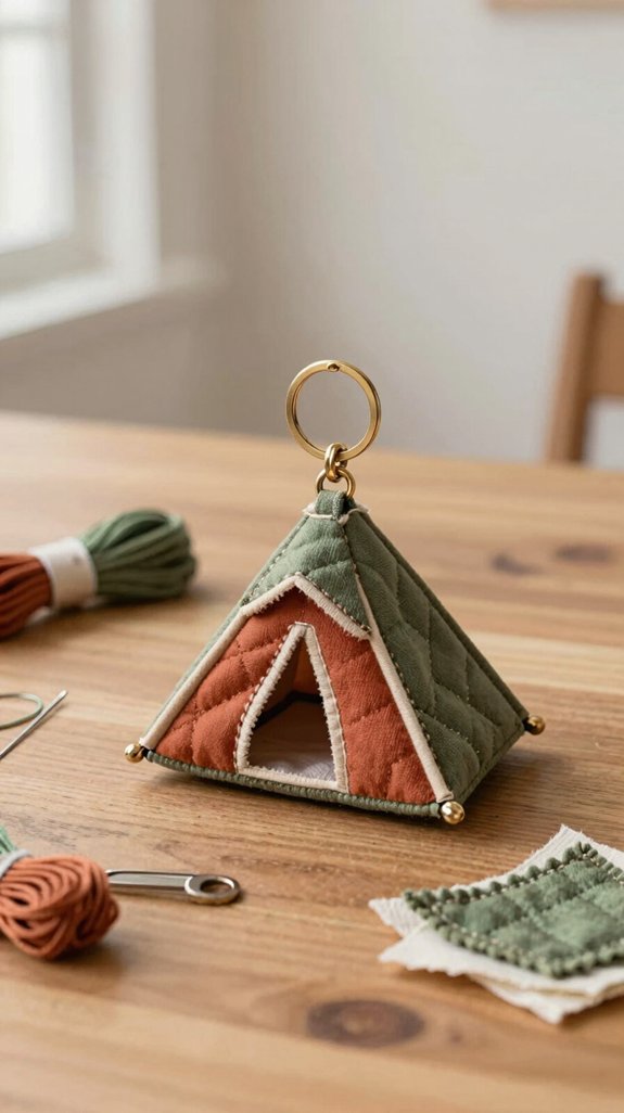 topstitched camping keychain clasp
