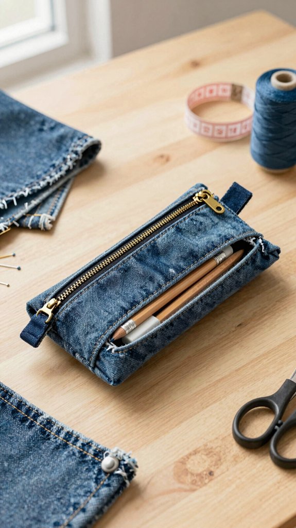 tough denim pencil pouch