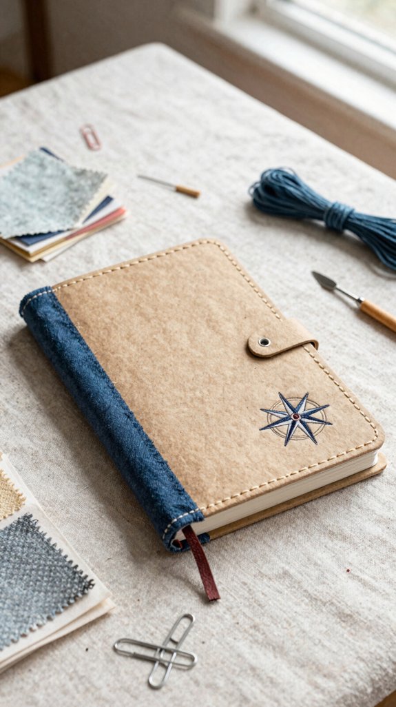 travel journal felt stitched