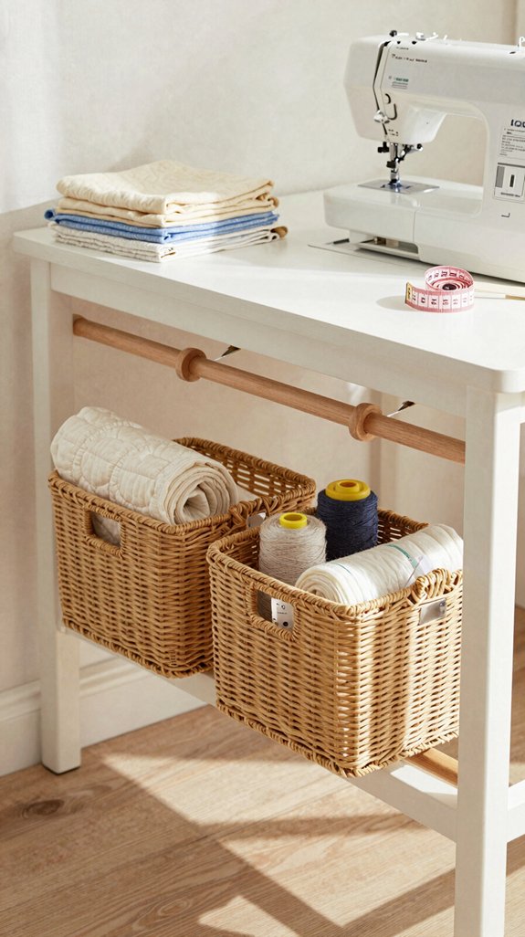 under table sewing scrap bin