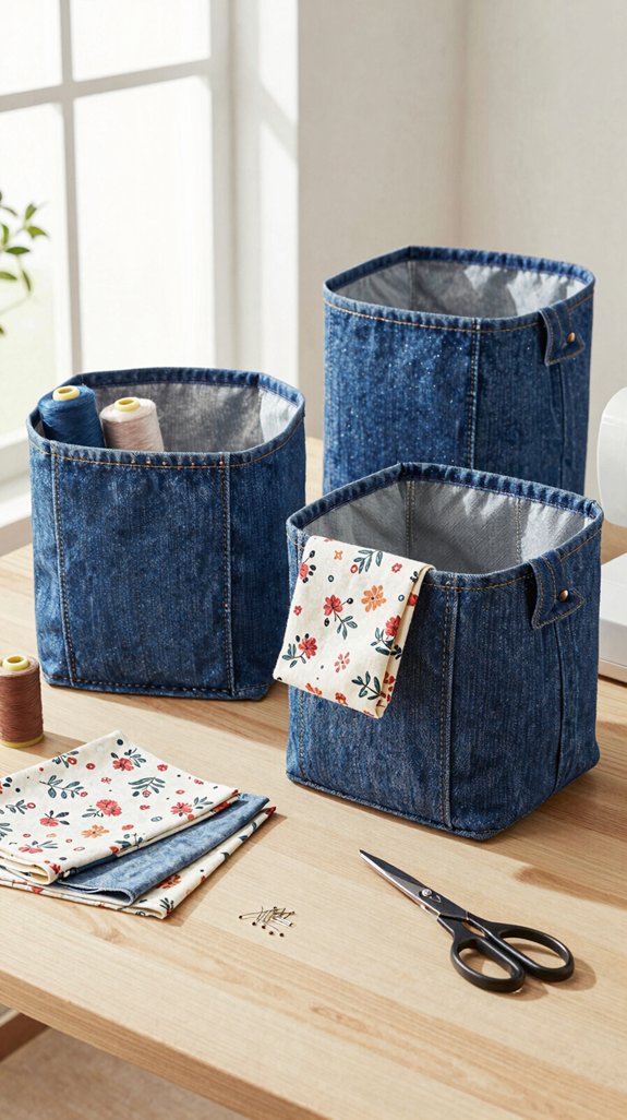 upcycled fabric storage basket handles