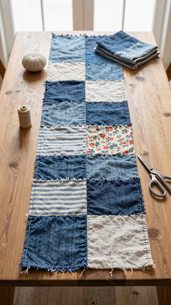 upcycled patchwork table runner