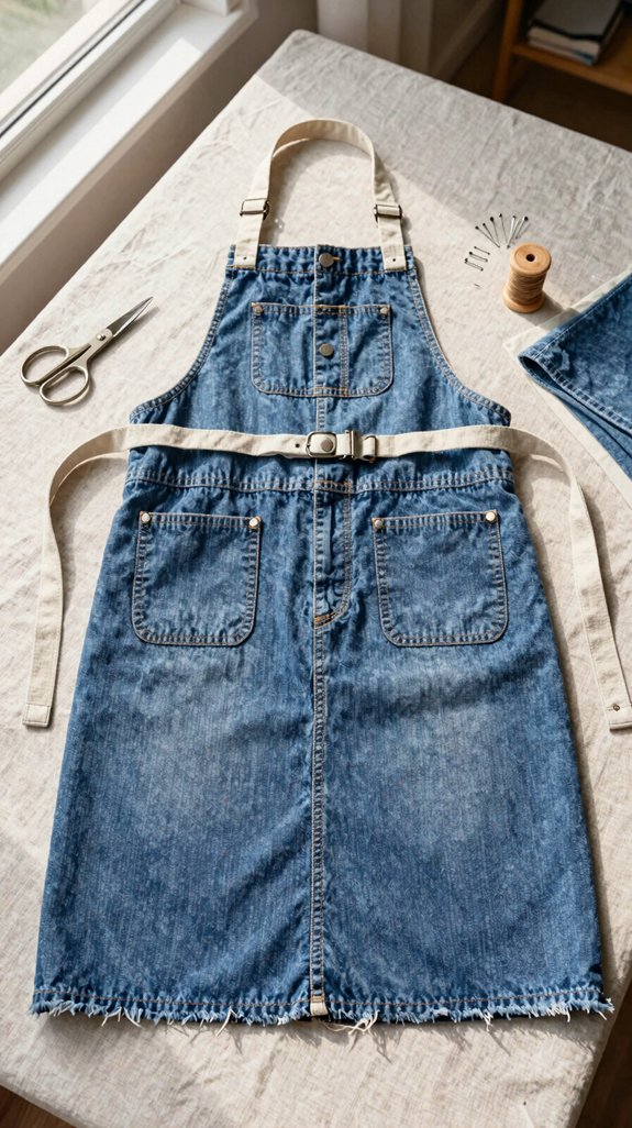 upcycled skirt apron tutorial