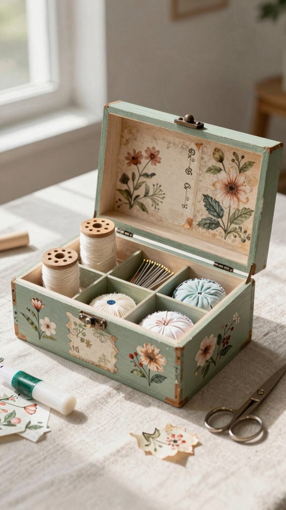 vintage decoupage sewing treasure