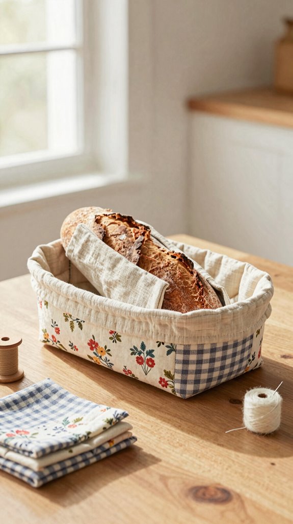vintage fabric stash basket