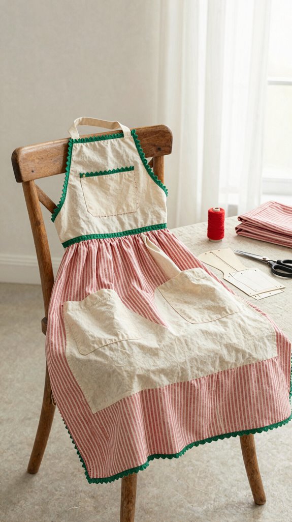 vintage lace edged christmas apron